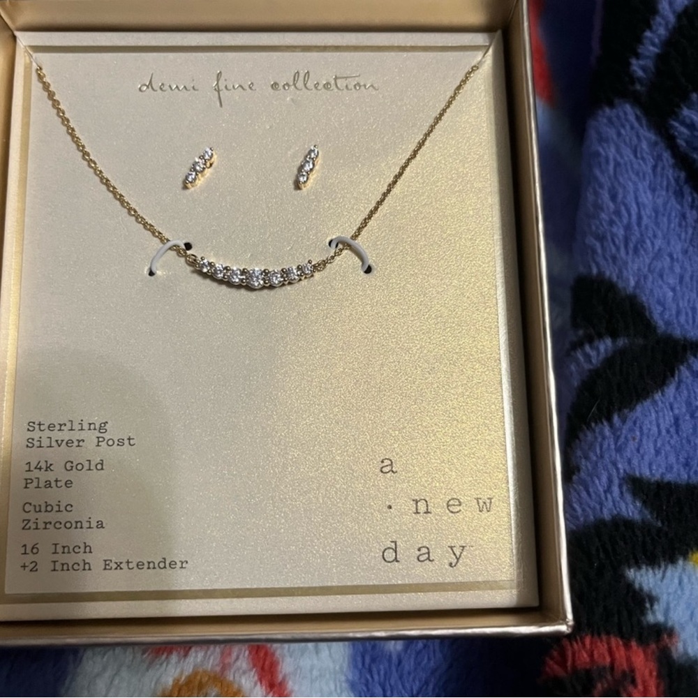 A New Day Gold Necklace and Earring Set